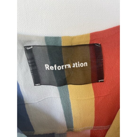 Reformation Lindsay Multicolor Rainbow Striped Sleeveless Camisole Dress Size 6 - Picture 6 of 8